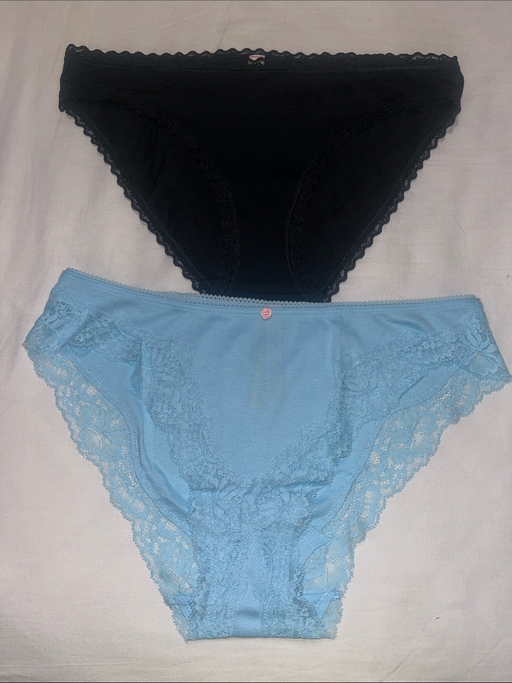 Victoria's Secret Bikini Panty Set of 2 — Black & Light Blue